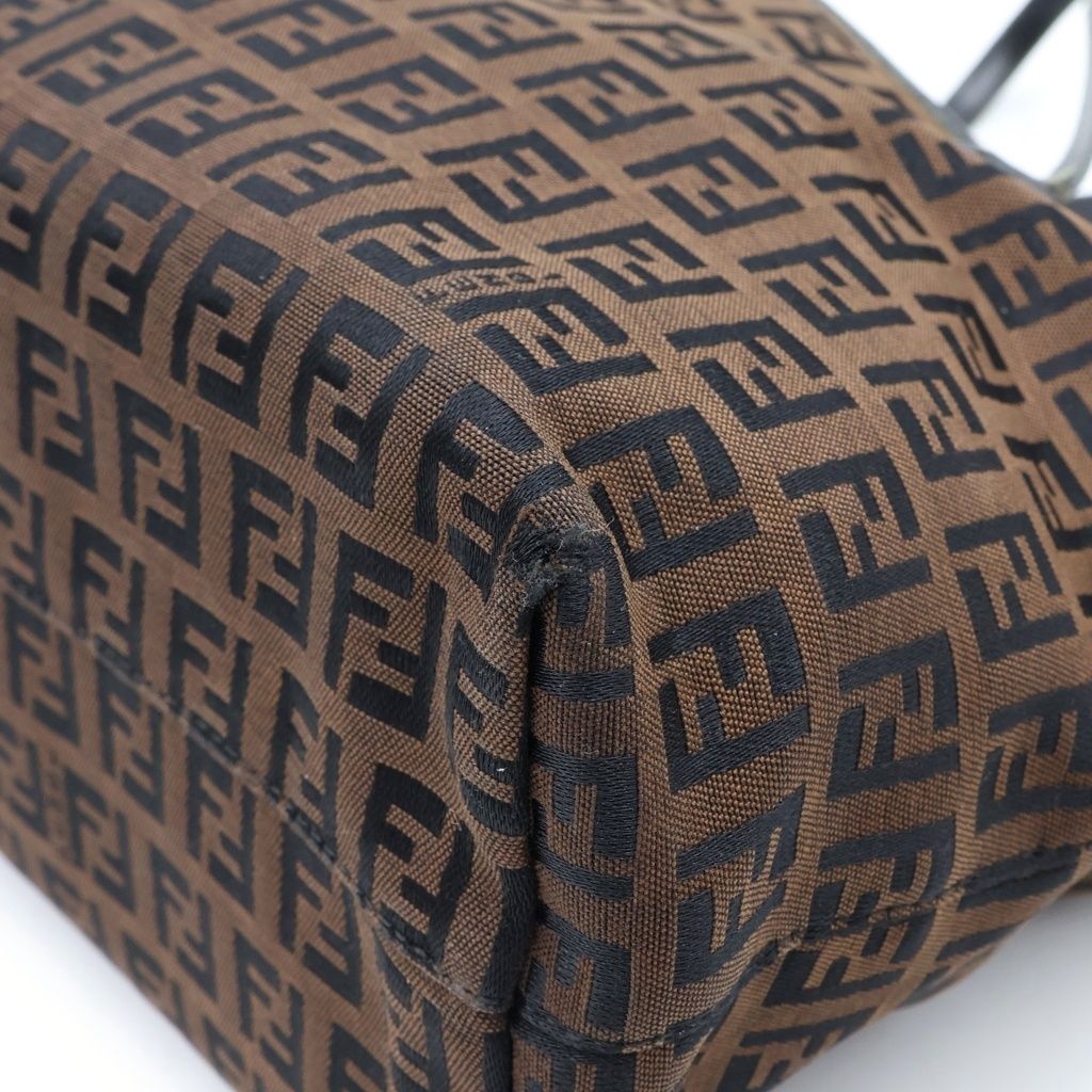 Fendi Zucca Pattern Handbag Canvas Leather Logo Brown — view 5