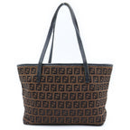 Fendi Zucca Pattern Handbag Canvas Leather Logo Brown — view 2