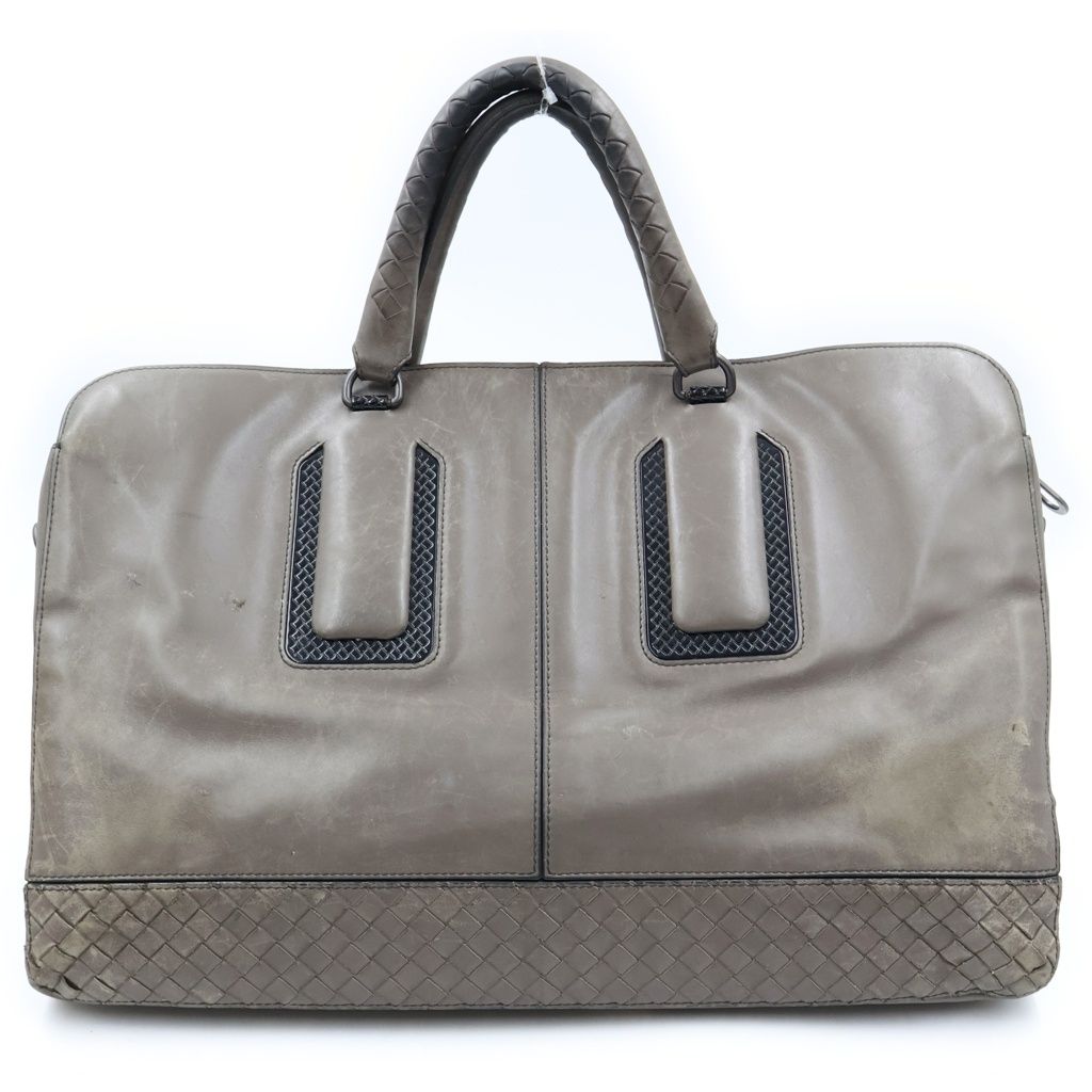 Bottega Veneta Intrecciato Leather Briefcase Business Gray — view 2