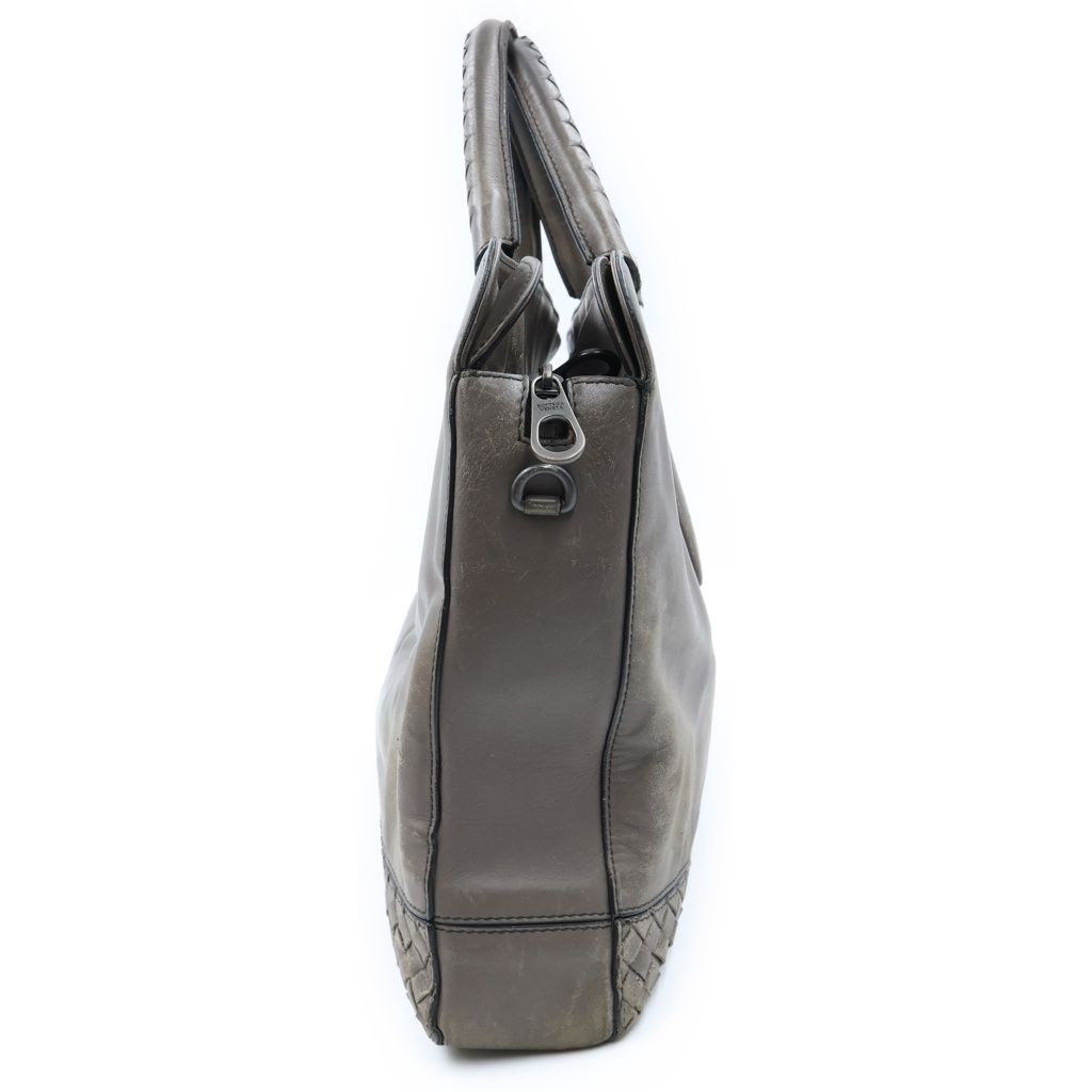 Bottega Veneta Intrecciato Leather Briefcase Business Gray — view 3