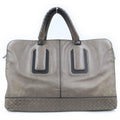 Bottega Veneta Intrecciato Leather Briefcase Business Gray