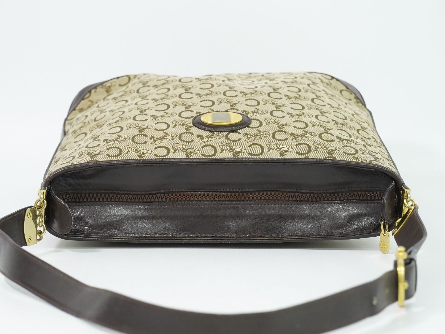 Celine C Sulky Shoulder Bag Canvas Beige Brown — view 5
