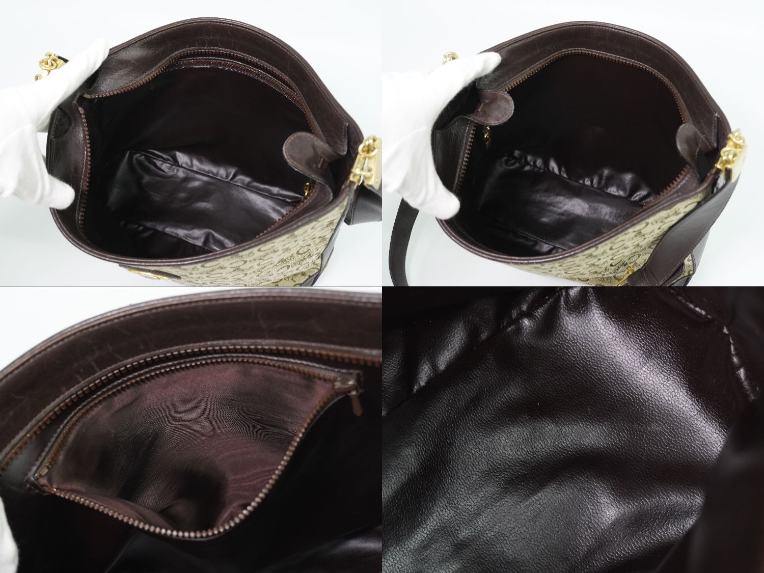 Celine C Sulky Shoulder Bag Canvas Beige Brown — view 8
