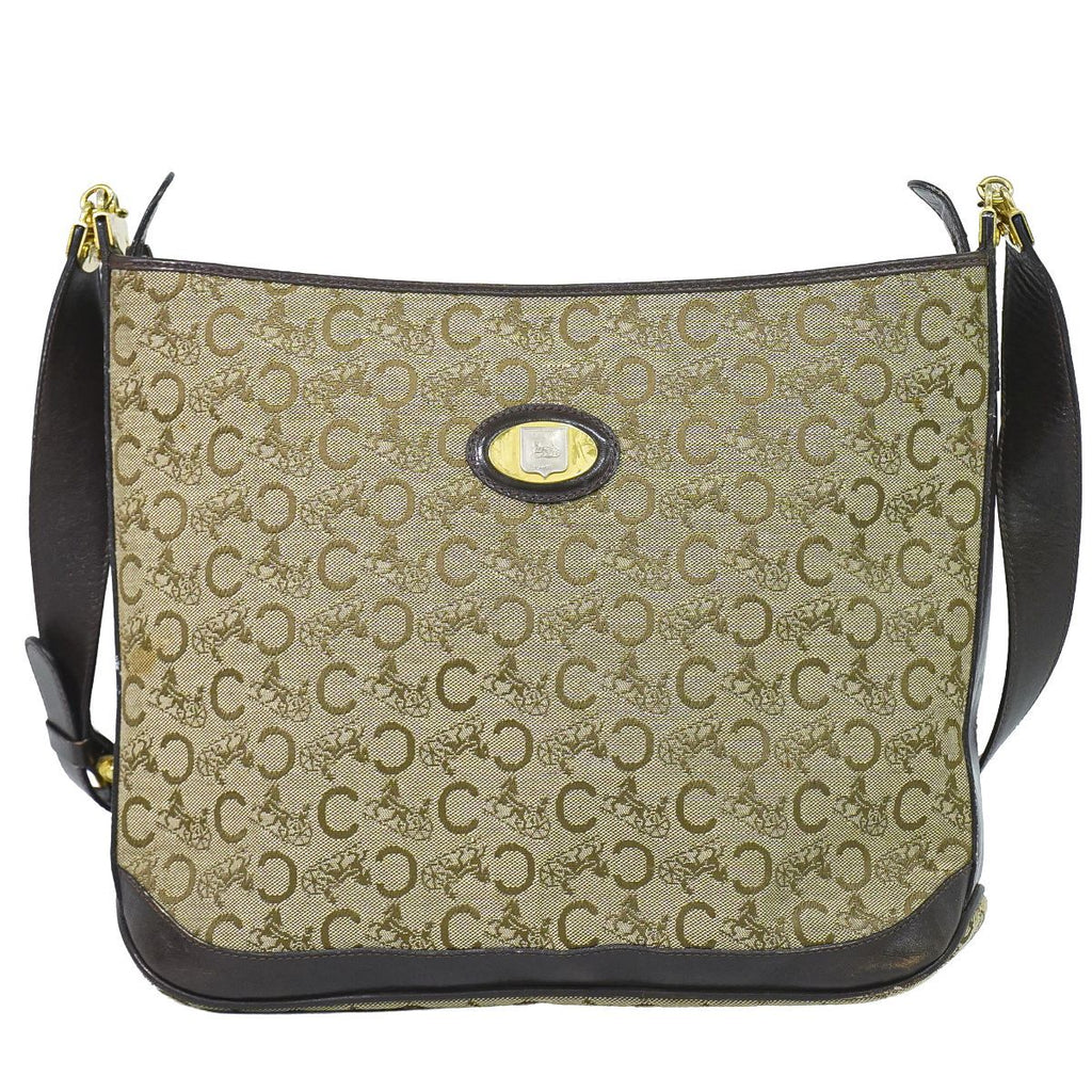 Celine C Sulky Shoulder Bag Canvas Beige Brown