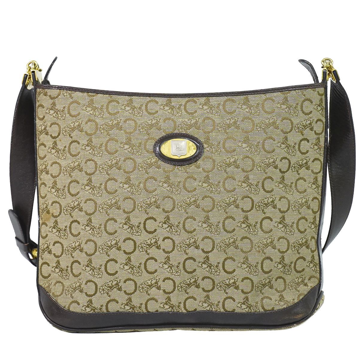 Celine C Sulky Shoulder Bag Canvas Beige Brown