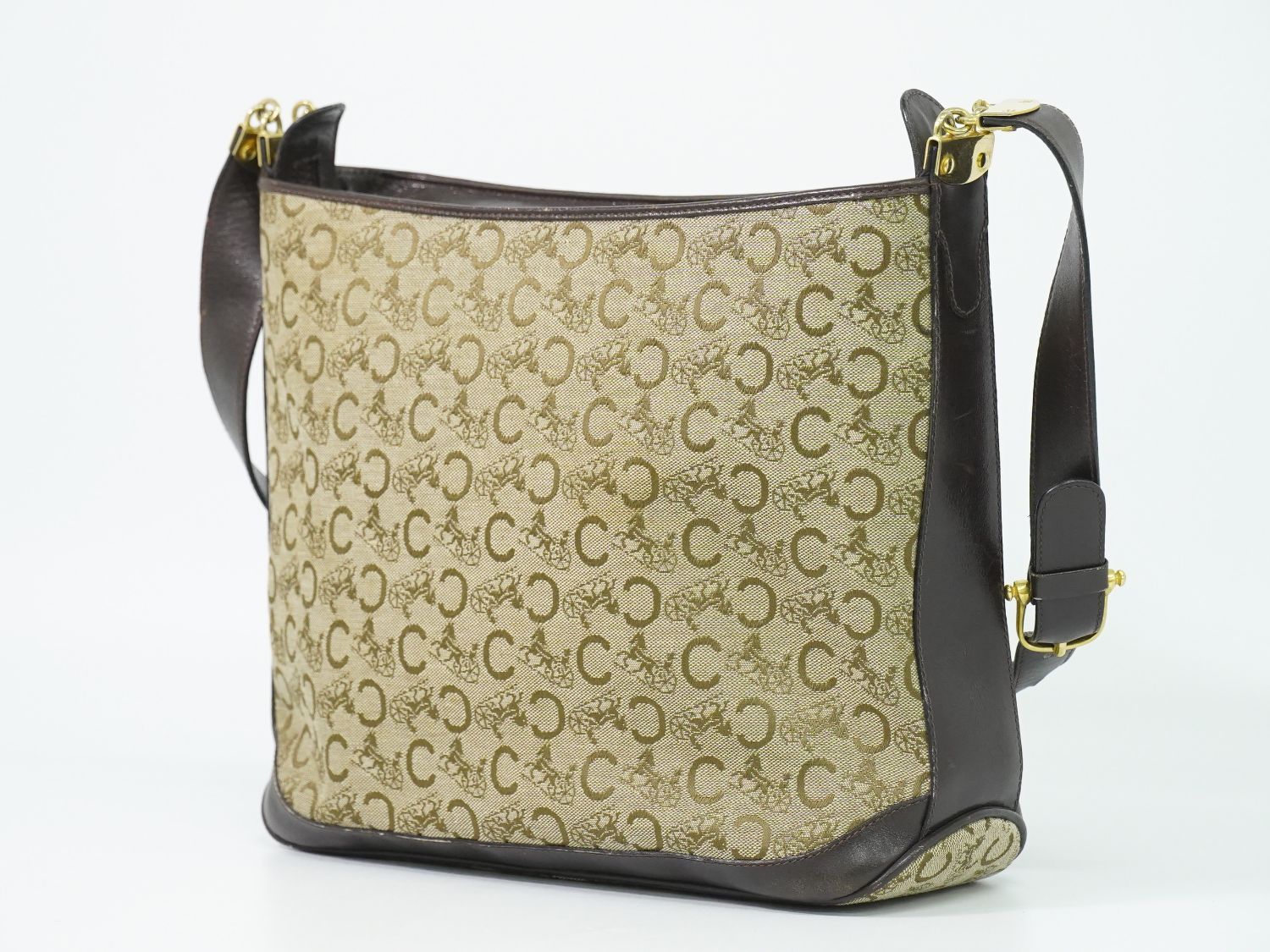 Celine C Sulky Shoulder Bag Canvas Beige Brown — view 2