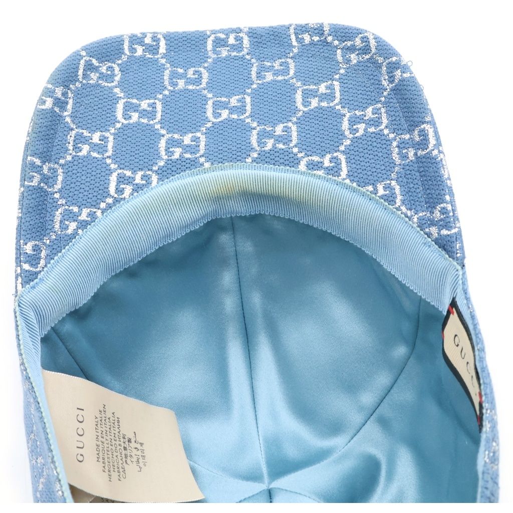 Gucci GG Lame Wool Nylon Baseball Cap Hat Light Blue — view 5
