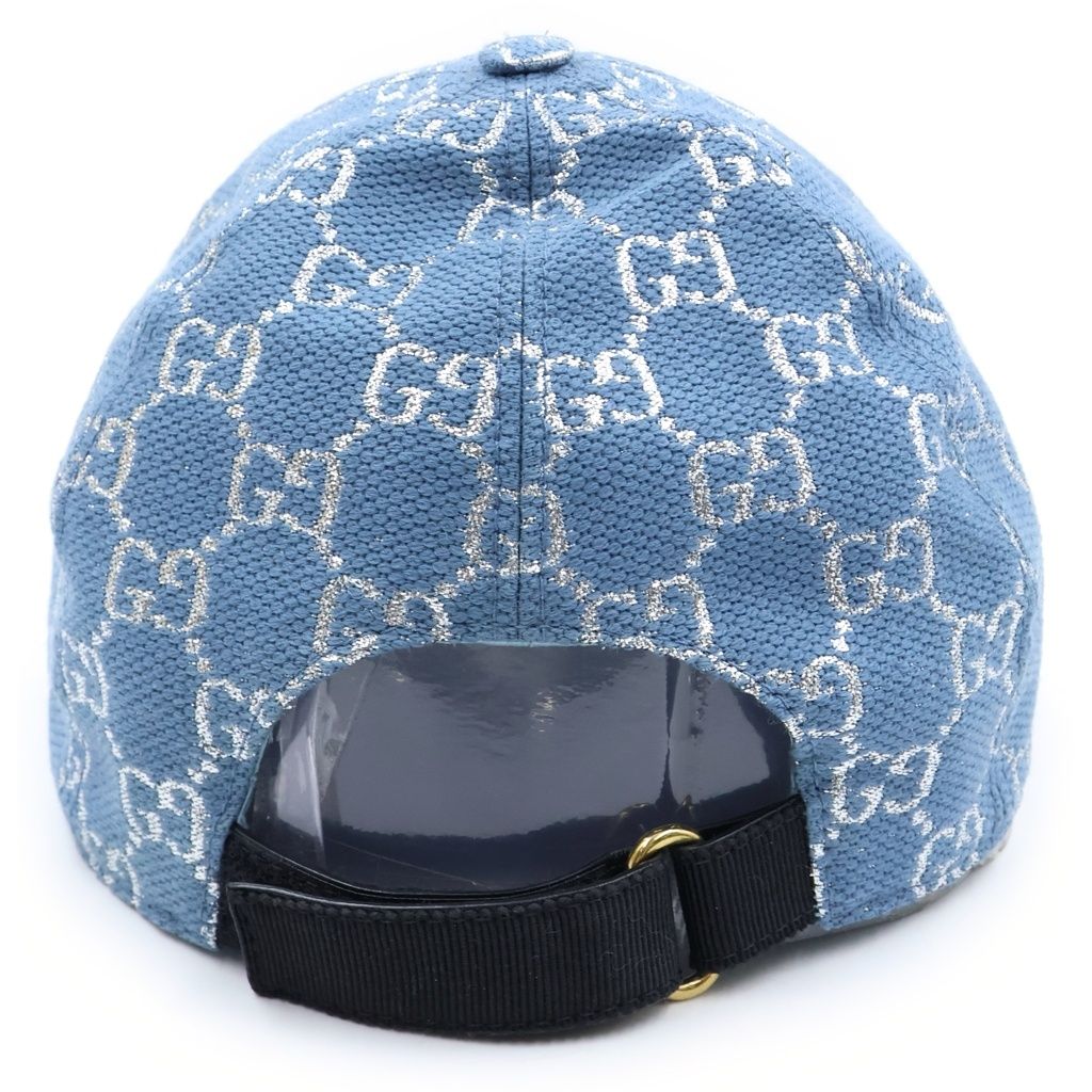 Gucci GG Lame Wool Nylon Baseball Cap Hat Light Blue — view 2