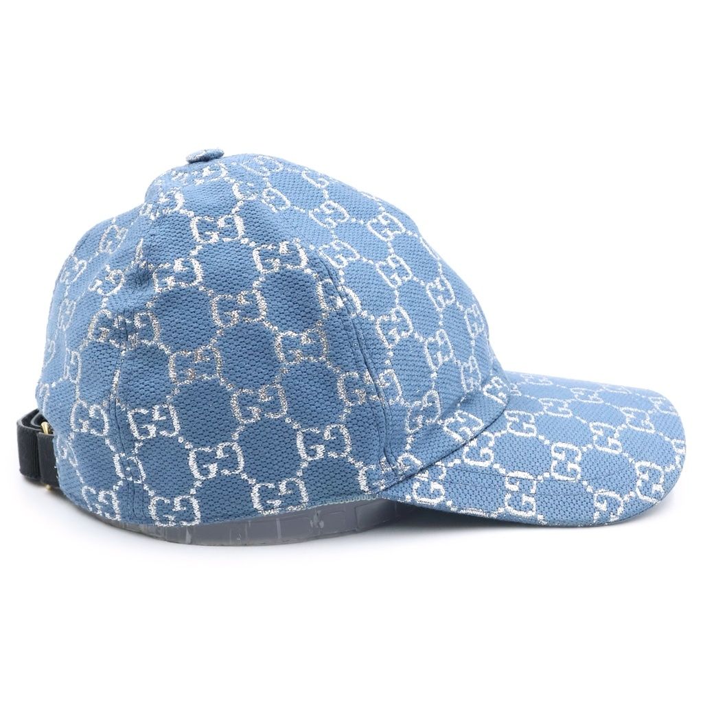 Gucci GG Lame Wool Nylon Baseball Cap Hat Light Blue — view 3