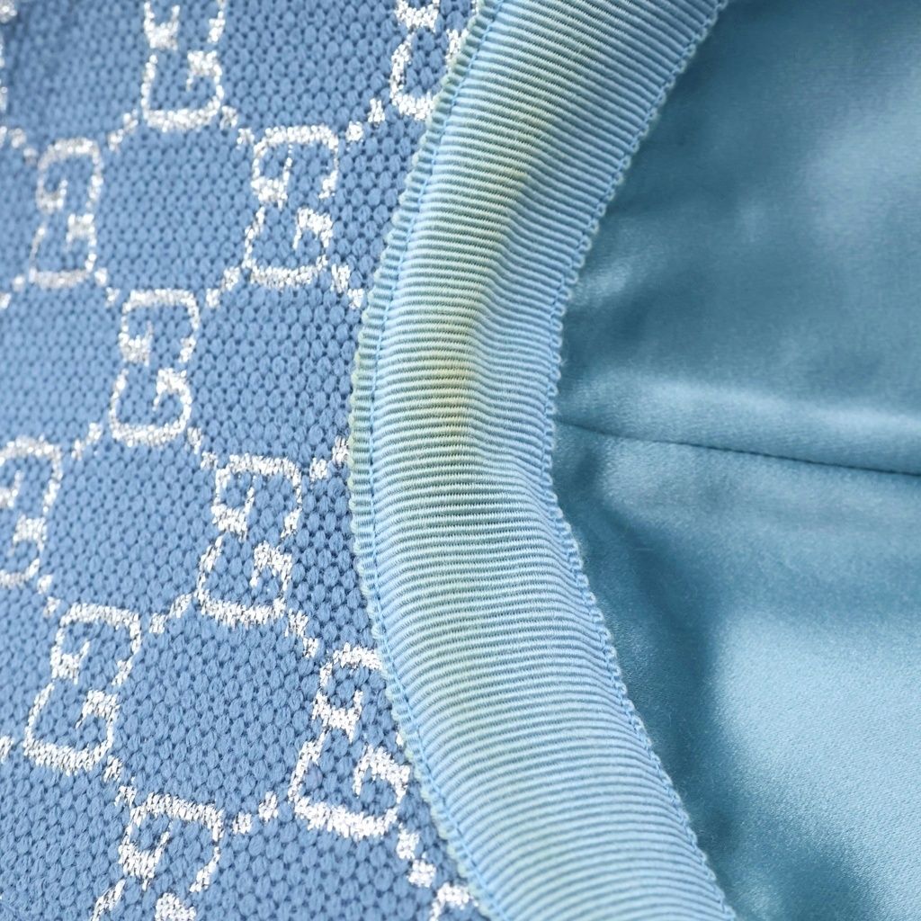 Gucci GG Lame Wool Nylon Baseball Cap Hat Light Blue — view 6