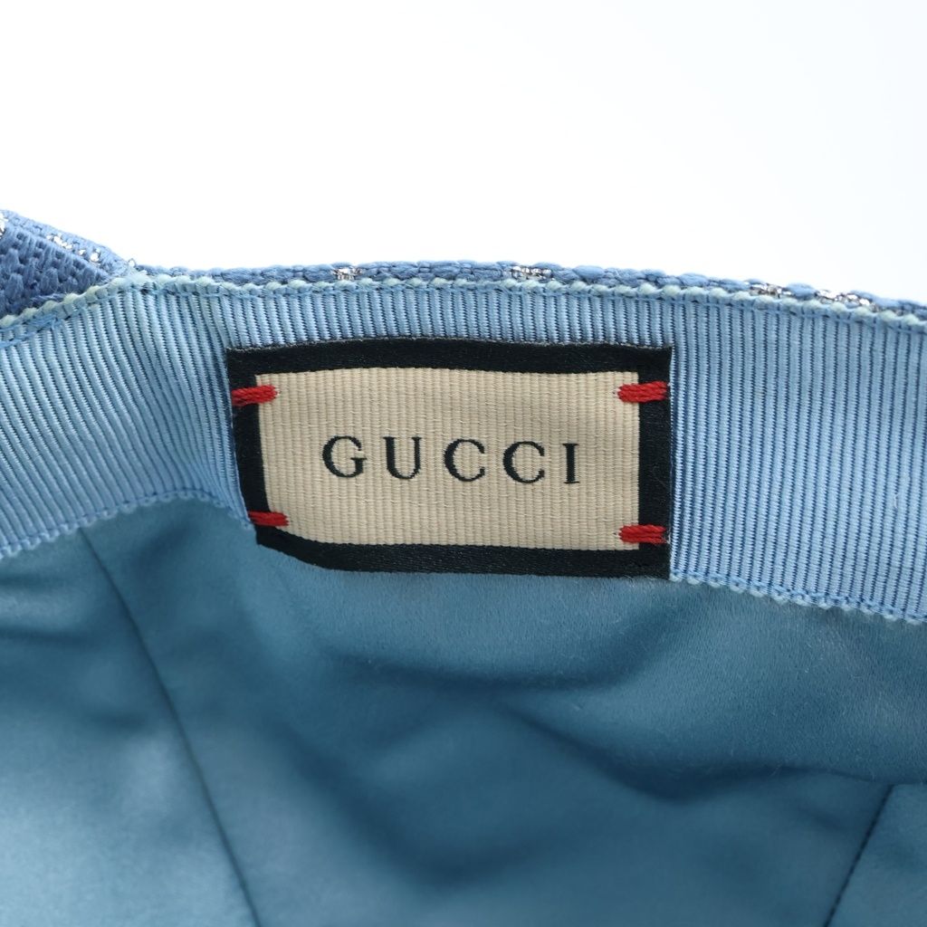 Gucci GG Lame Wool Nylon Baseball Cap Hat Light Blue — view 7