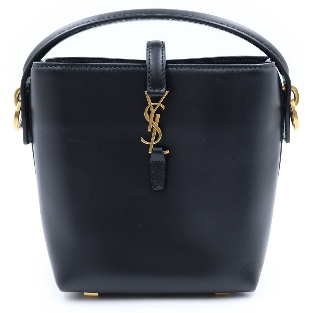 Saint Laurent Paris le 37 Mini Bucket Bag Cassandra Logo Leather 2-Way Gold