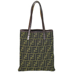 Fendi Zucca Tote Bag Canvas Khaki Brown