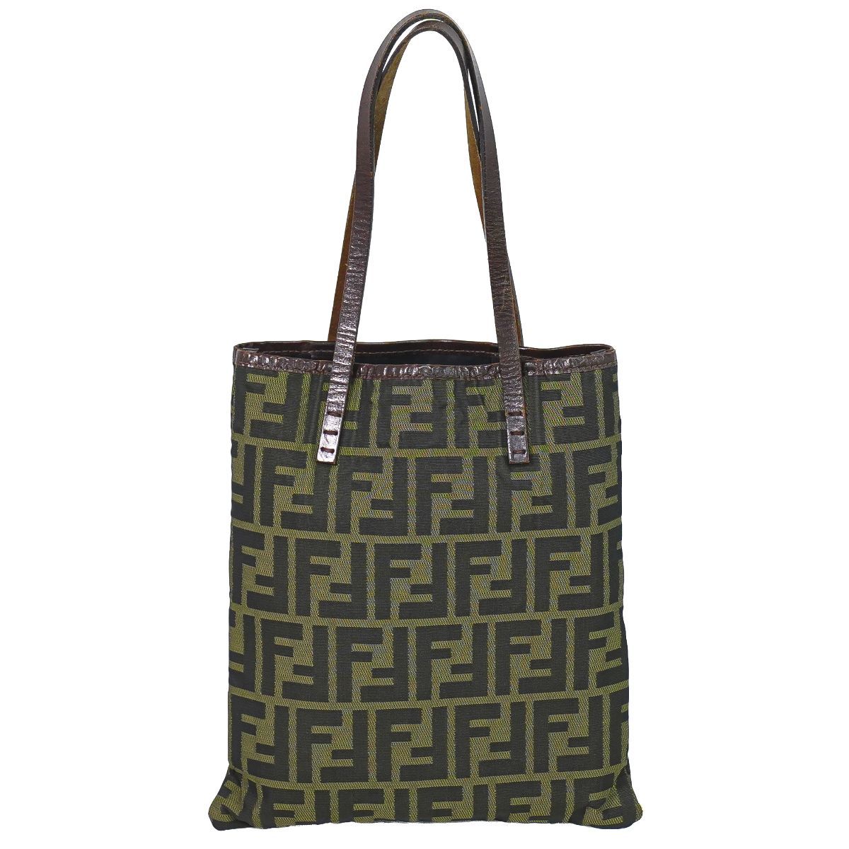 Fendi Zucca Tote Bag Canvas Khaki Brown