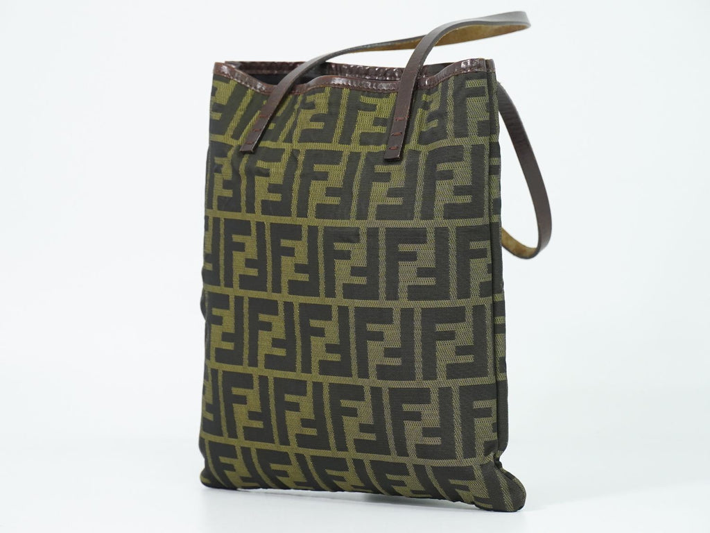 Fendi Zucca Tote Bag Canvas Khaki Brown — view 2