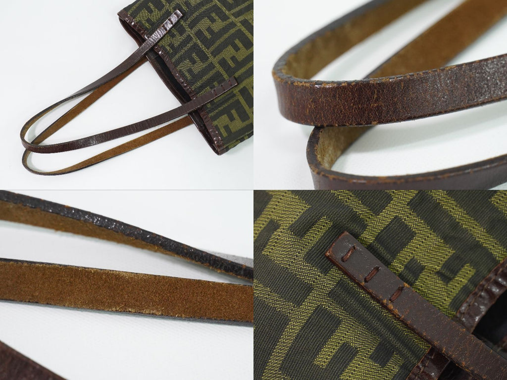 Fendi Zucca Tote Bag Canvas Khaki Brown — view 6