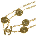 Chanel CC Logo 24K Rhinestone Chain Long Necklace Gold