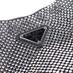 Prada Re Edition Crystal Rhinestone Satin Leather Shoulder Bag Black Silver — view 6