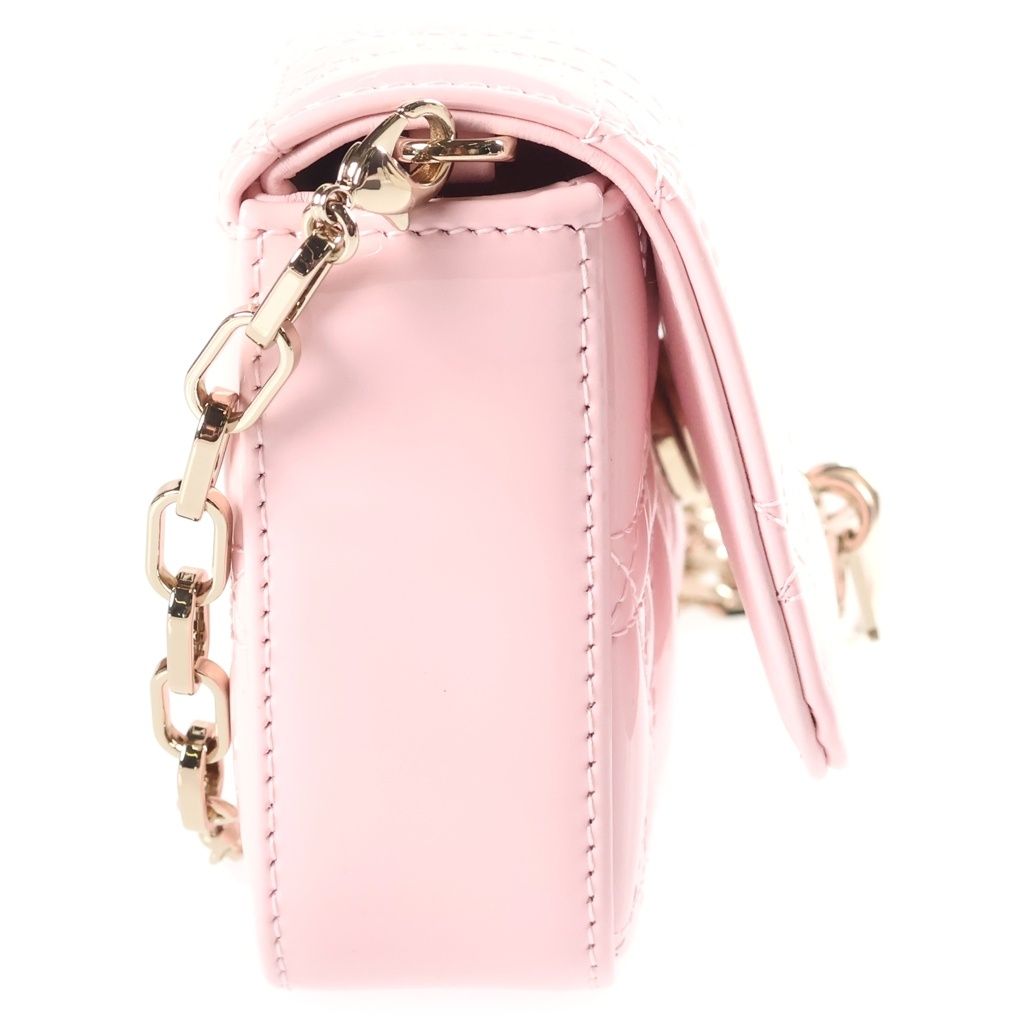 Dior My Dior Chain Shoulder Bag Patent Leather Pink Gold — view 3