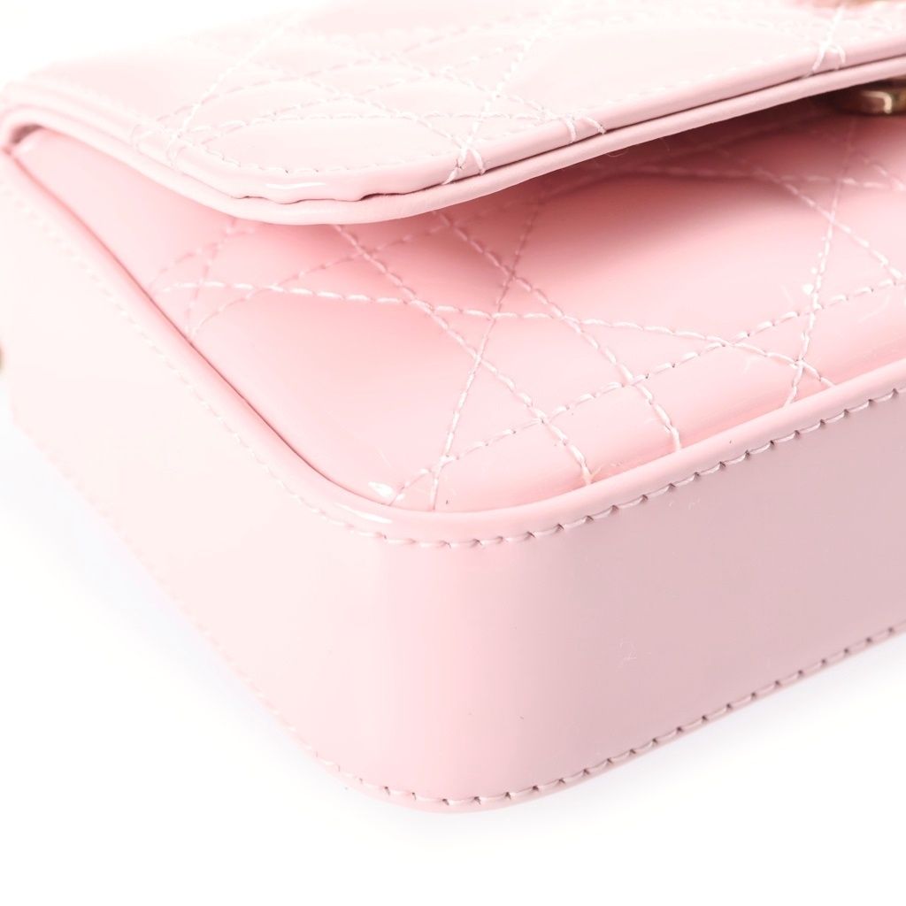 Dior My Dior Chain Shoulder Bag Patent Leather Pink Gold — view 5
