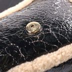 Chanel CC Mania CC Logo Patent Leather Shearling Chain Shoulder Bag Gold Black — view 7