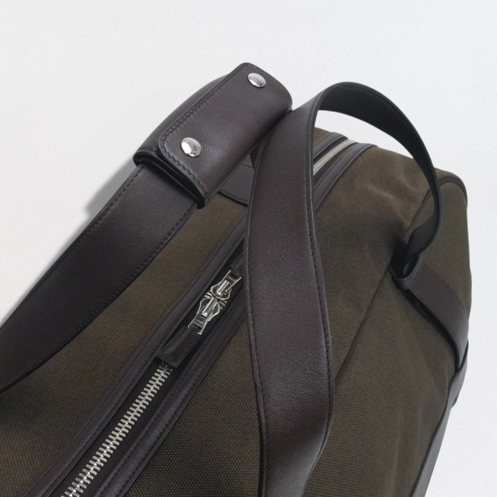 Hermes Allion 60 Boston Bag Toile H Leather Brown Khaki Green Silver 2-Way — view 4
