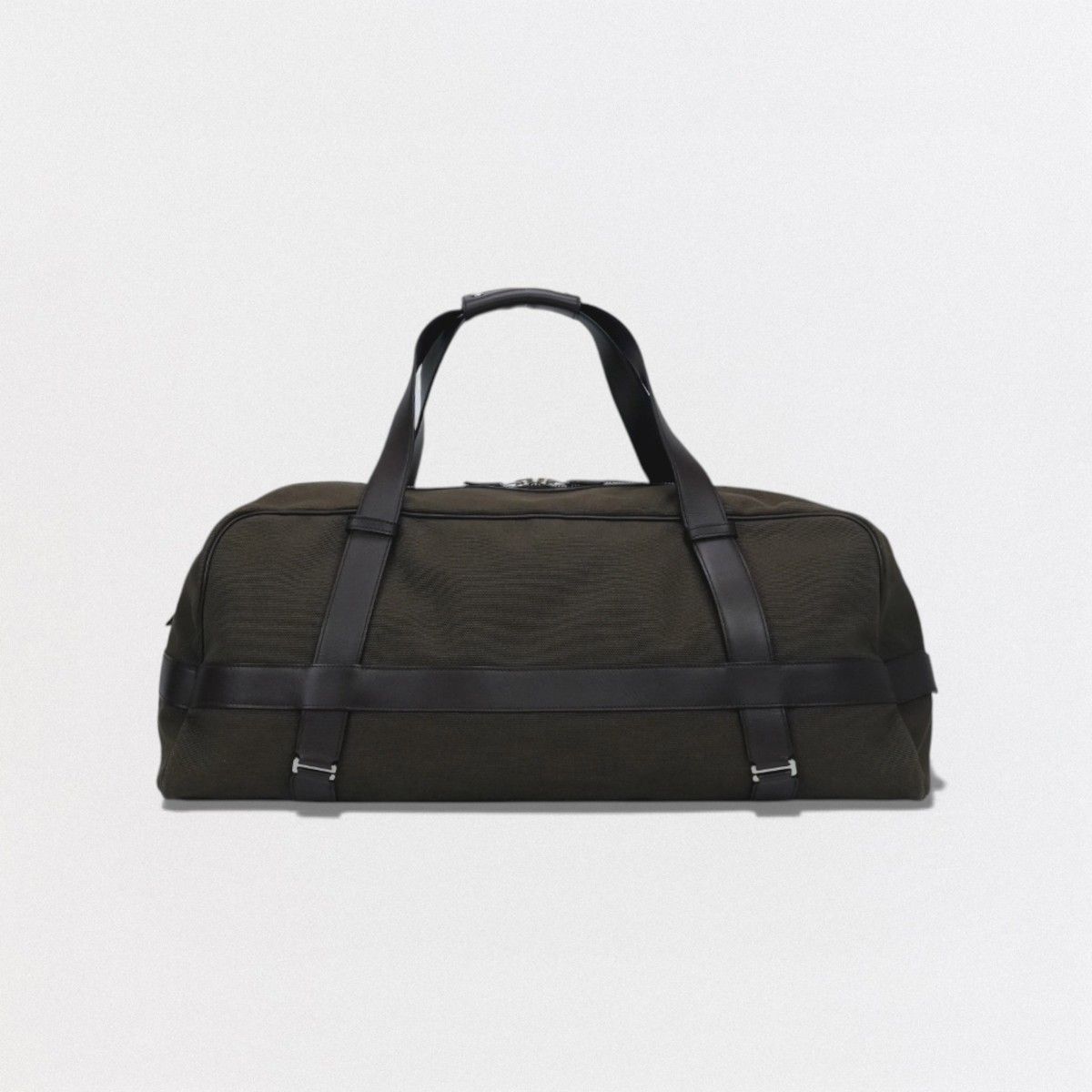 Hermes Allion 60 Boston Bag Toile H Leather Brown Khaki Green Silver 2-Way
