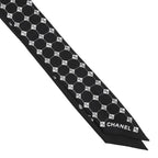 Chanel Scarf Logo CC Silk Black White — view 4