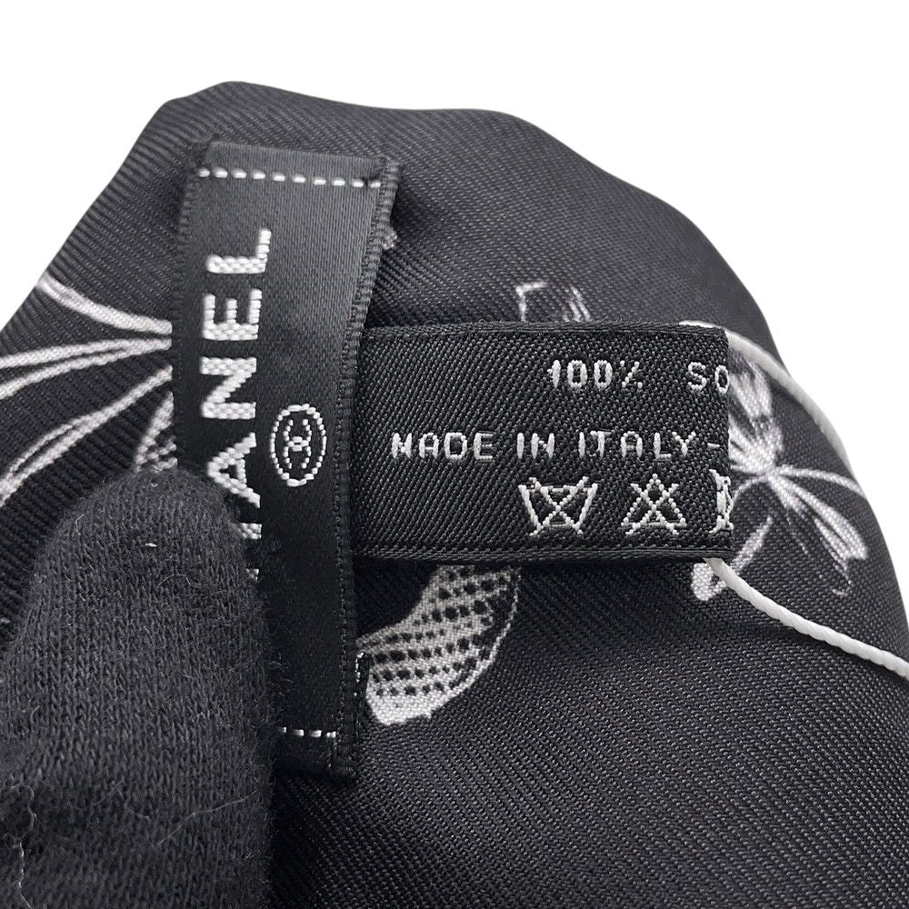 Chanel Scarf Logo CC Silk Black White — view 8