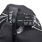 Chanel Scarf Logo CC Silk Black White — view 8