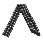 Chanel Scarf Logo CC Silk Black White