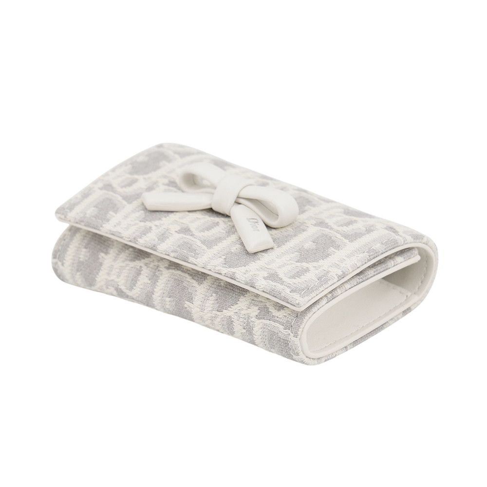 Dior Coin Purse Promenade Glycine Wallet Oblique Jacquard White — view 2