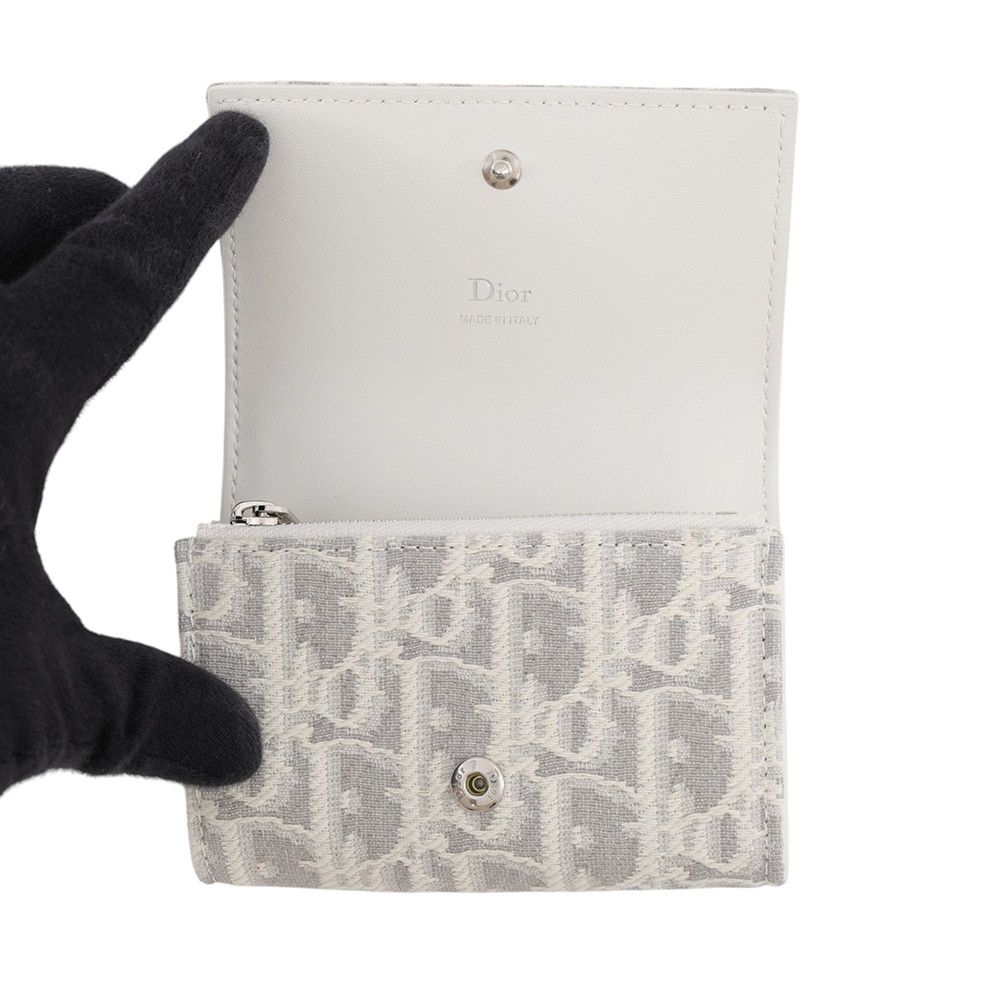 Dior Coin Purse Promenade Glycine Wallet Oblique Jacquard White — view 4