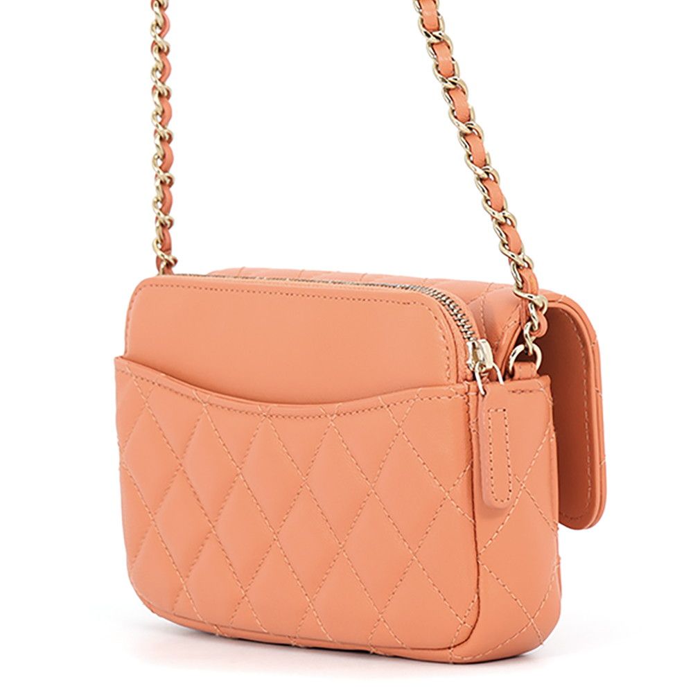 Chanel Chain Shoulder Bag Flap Phone Case Quilted CC Logo Lambskin Pochette — view 2
