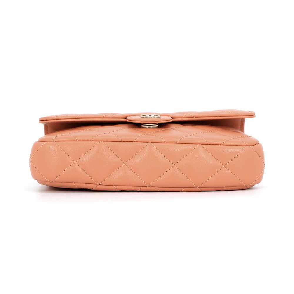Chanel Chain Shoulder Bag Flap Phone Case Quilted CC Logo Lambskin Pochette — view 3