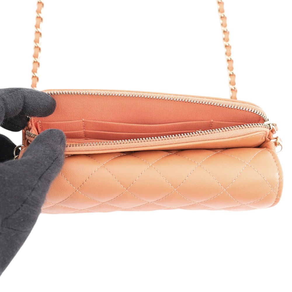 Chanel Chain Shoulder Bag Flap Phone Case Quilted CC Logo Lambskin Pochette — view 6