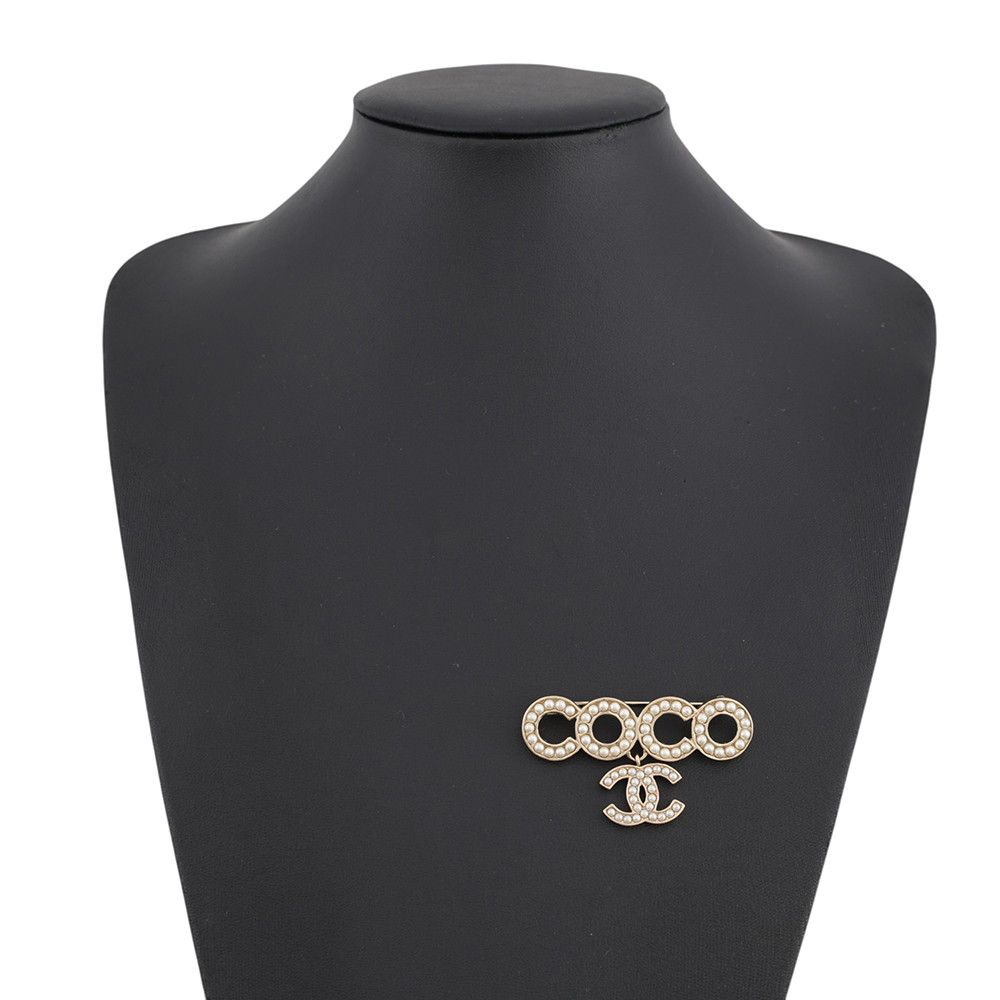 Chanel Brooch CC Logo Coco Faux Pearl — view 4