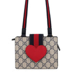 Gucci Shoulder Bag Children's Heart Web Stripe GG Supreme