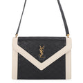 Saint Laurent Paris Shoulder Bag Gaby Satchel Lambskin Black White