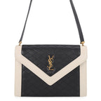 Saint Laurent Paris Shoulder Bag Gaby Satchel Lambskin Black White