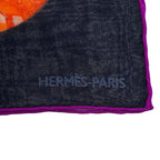 Hermes Long Shawl Silk Muslin Gold Back Medallion Black Scarf — view 7