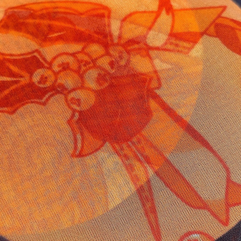 Hermes Long Shawl Silk Muslin Gold Back Medallion Black Scarf — view 3