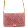 Chanel Chain Wallet Boy Velvet Shoulder Bag