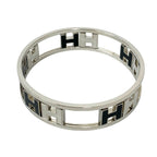 Hermes Rondo Ash Logo Bangle Metal Bracelet Silver Black — view 5