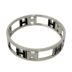 Hermes Rondo Ash Logo Bangle Metal Bracelet Silver Black — view 4