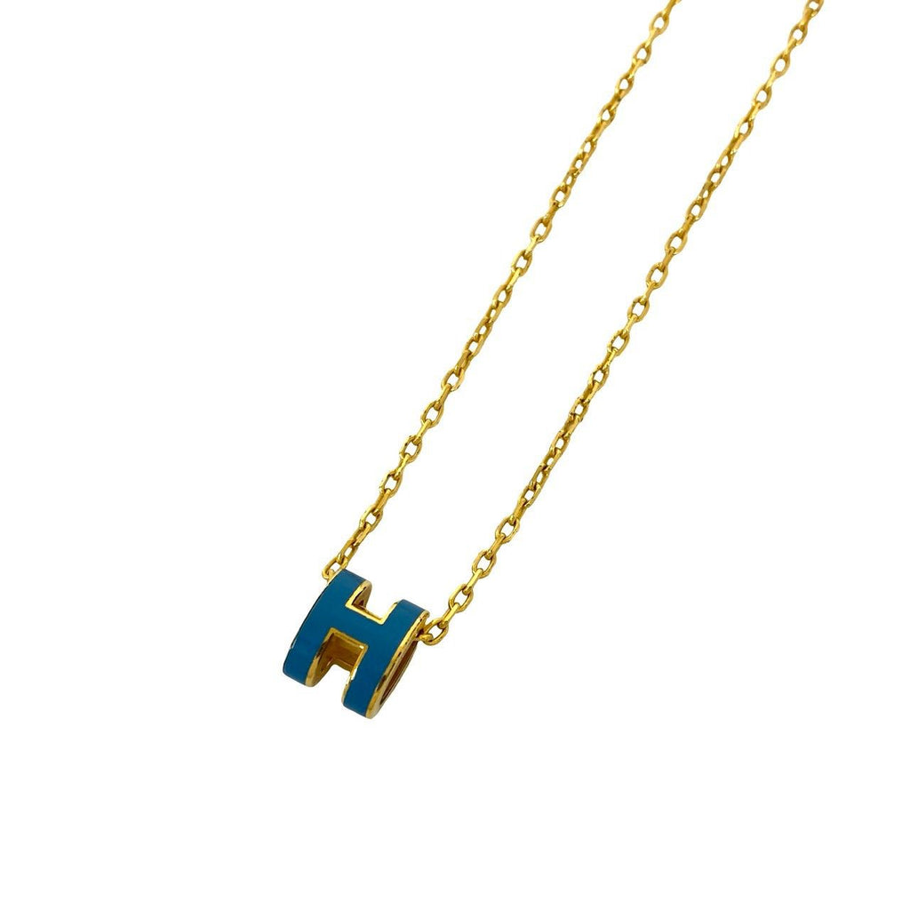 Hermes Box Mini Pop H Pendant Gold Blue Jean — view 4