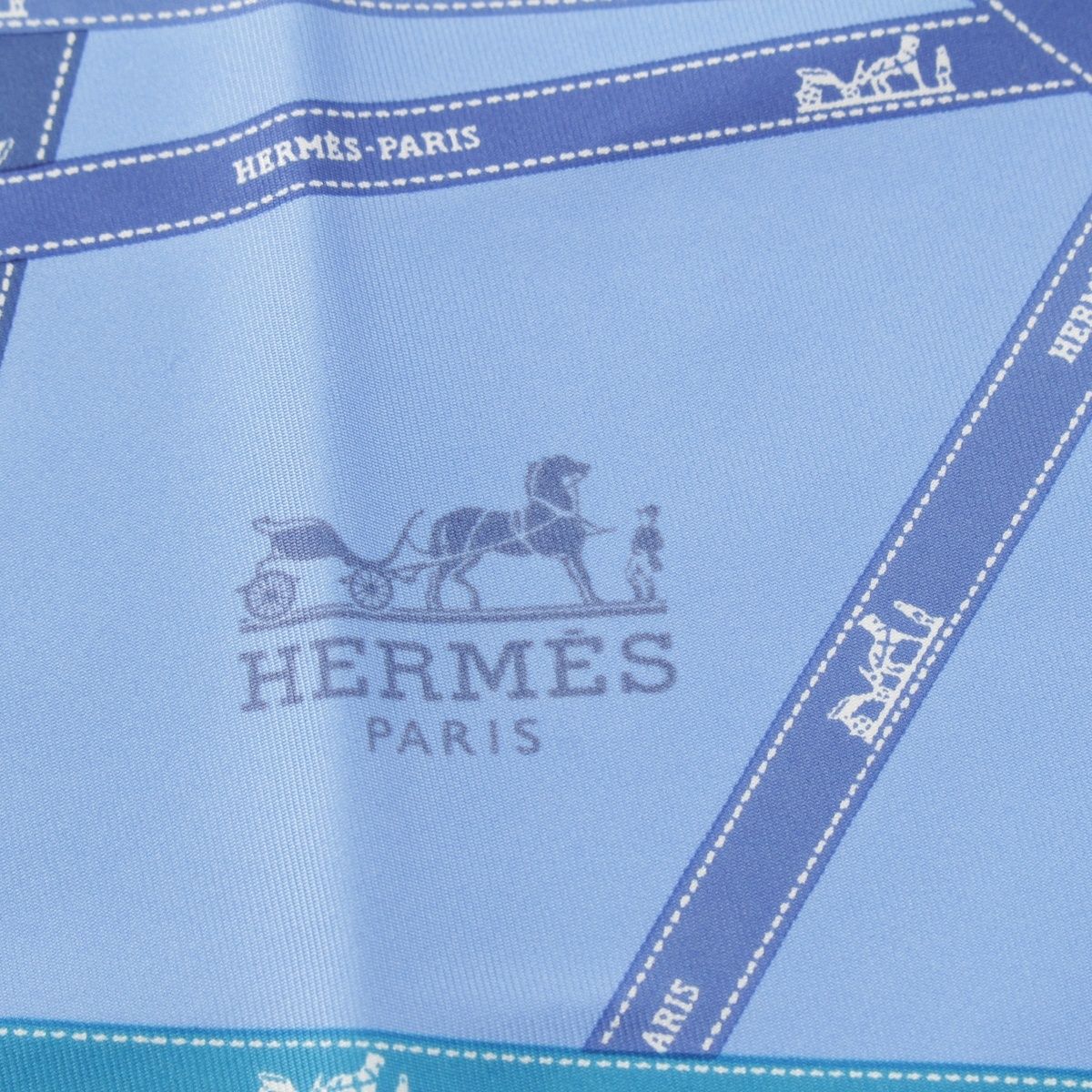 Hermes Pointe Bolduc Triangle Silk Scarf Blue — view 5