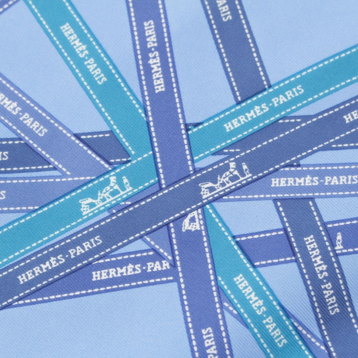 Hermes Pointe Bolduc Triangle Silk Scarf Blue — view 6