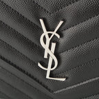 Saint Laurent Cassandra Leather Envelope Chain Wallet Shoulder Bag Black — view 8