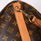 Louis Vuitton Monogram Keepall Bandouliere 55 2-Way Boston Bag Brown Canvas — view 8